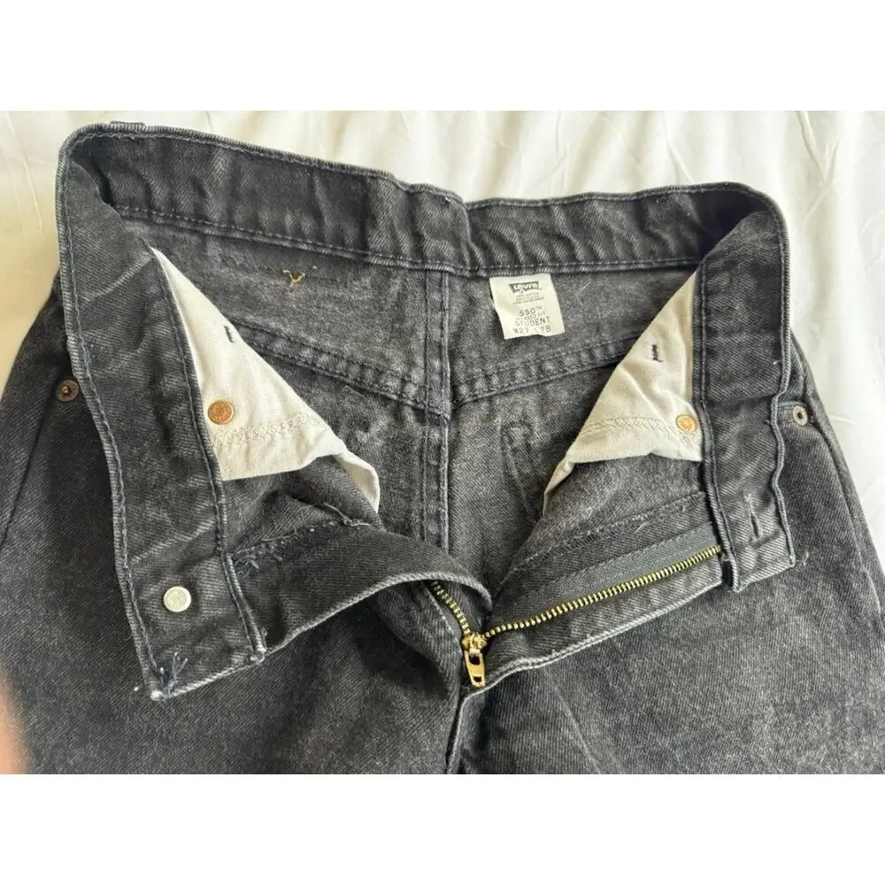 Vintage 90s Levi's 550 Student Orange Tab USA Black Jeans W27 L28 Relaxed Fit
